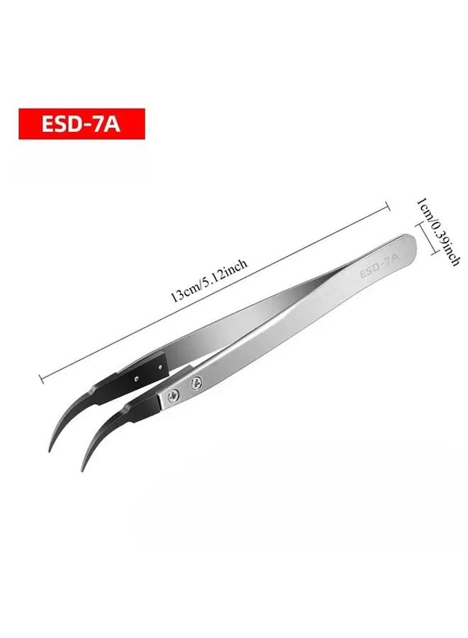 ESD259A ملاقط مضادة للكهرباء الساكنة بدقة، رؤوس من ألياف الكربون، هيكل معدني متين - Image 4